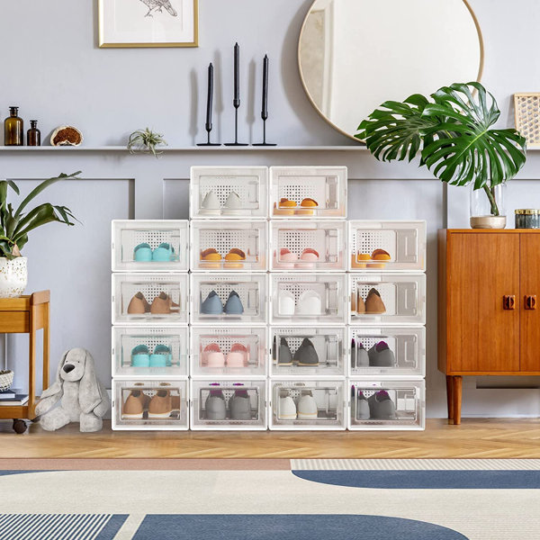 Rebrilliant Shoe Boxes Clear Plastic Stackable, Shoe Storage Boxes